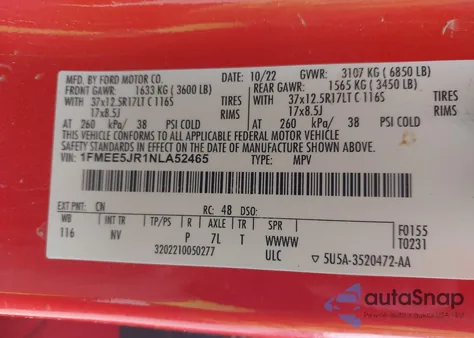 2022 Ford Bronco Raptor z USA, uszkodzony, nr VIN 1FMEE5JR1NLA52465